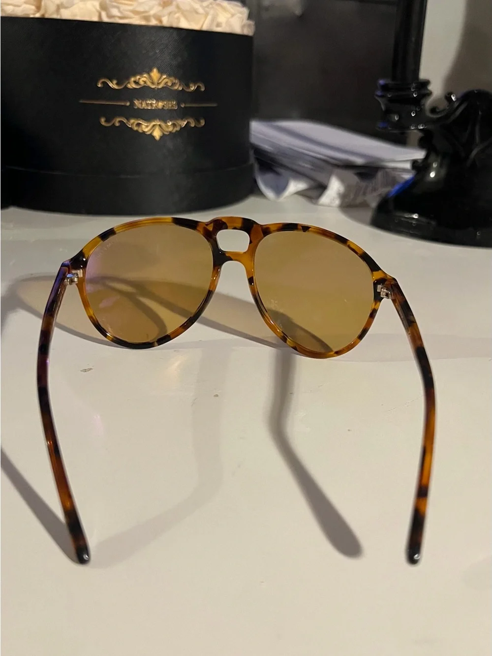 Tom Ford Men’s Tortoiseshell Sunglasses - Amber/Brown Lenses never worn